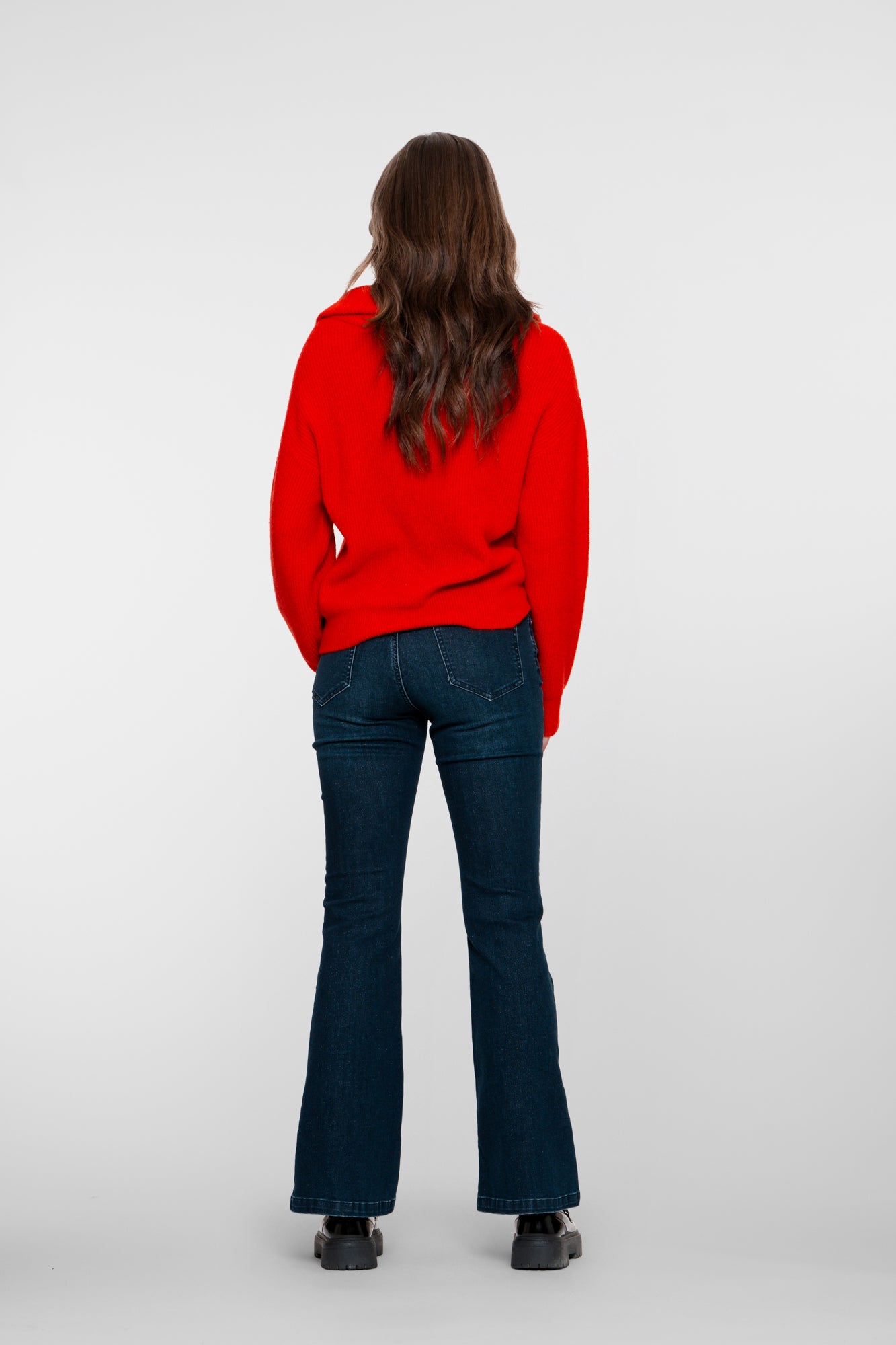 Geisha Damen-Flared-Jeans mit Schimmereffekt