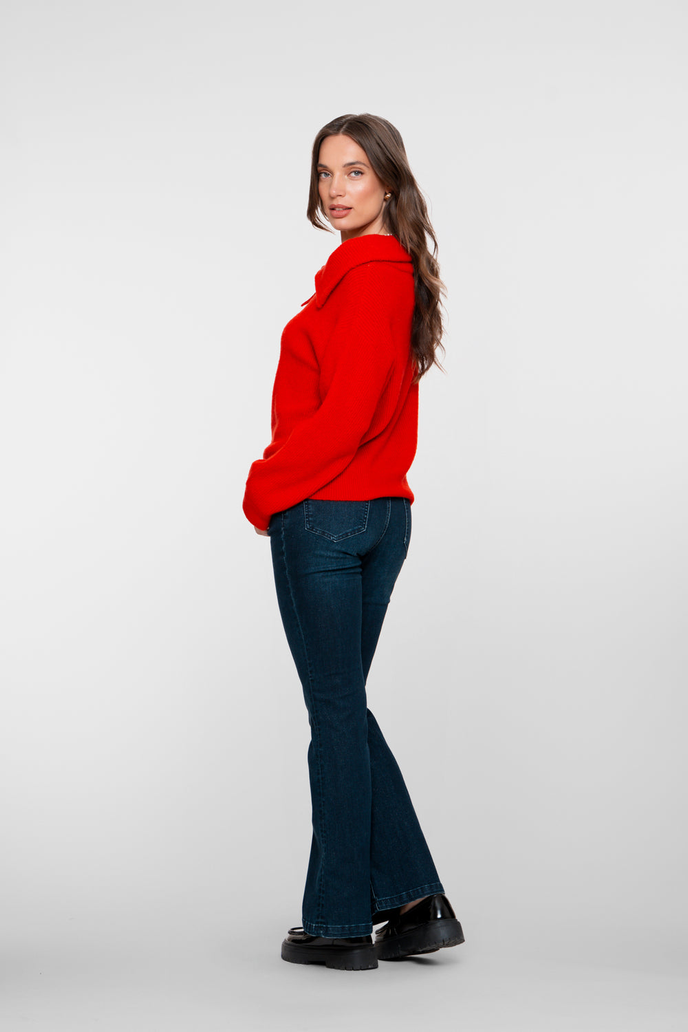 Geisha Damen-Flared-Jeans mit Schimmereffekt