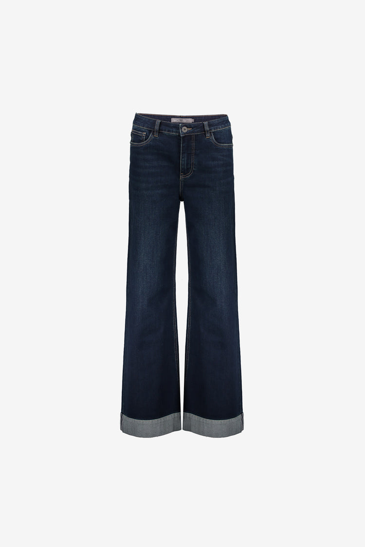 Geisha Damen-Wide-Leg-Jeans mit Umschlag