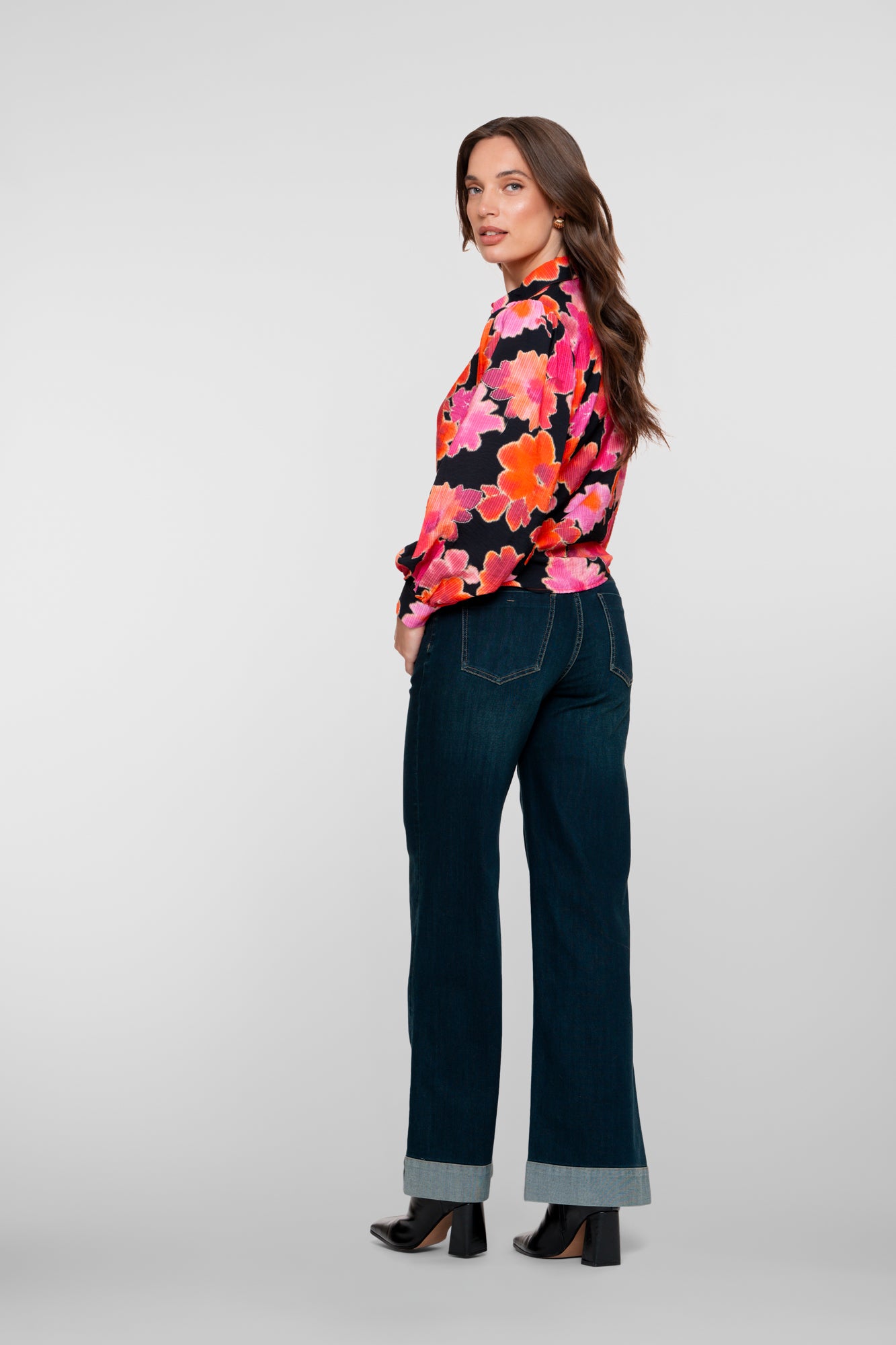 Geisha Damen-Wide-Leg-Jeans mit Umschlag