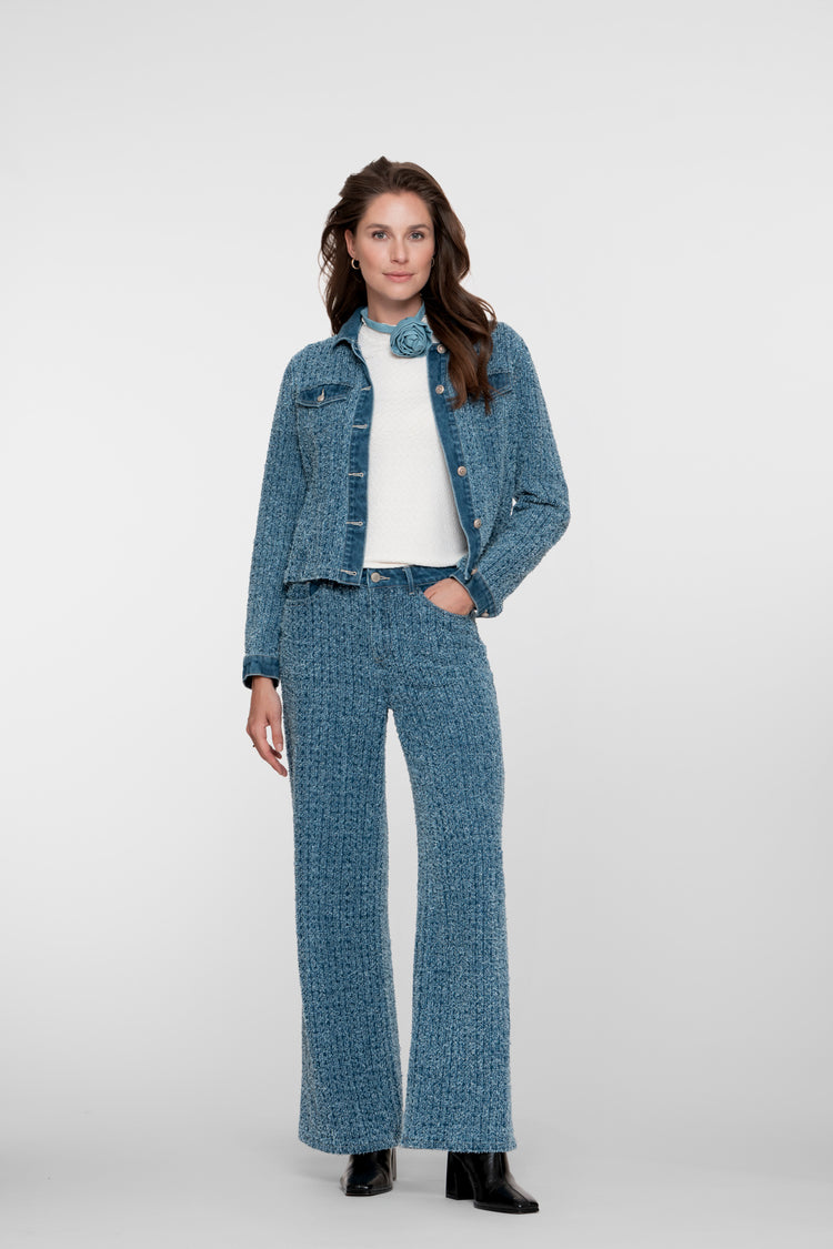 Geisha Damen-Bouclé-Denim-Jeans mit geradem Bein
