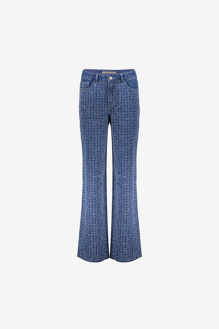 Geisha Damen-Bouclé-Denim-Jeans mit geradem Bein