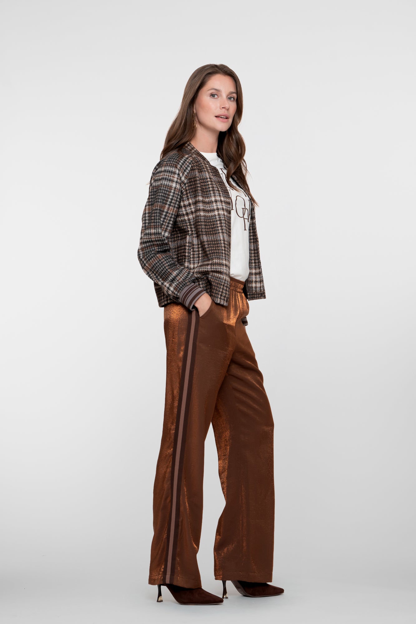 Geisha Damen-Schimmernde Hose mit Seitenstreifen