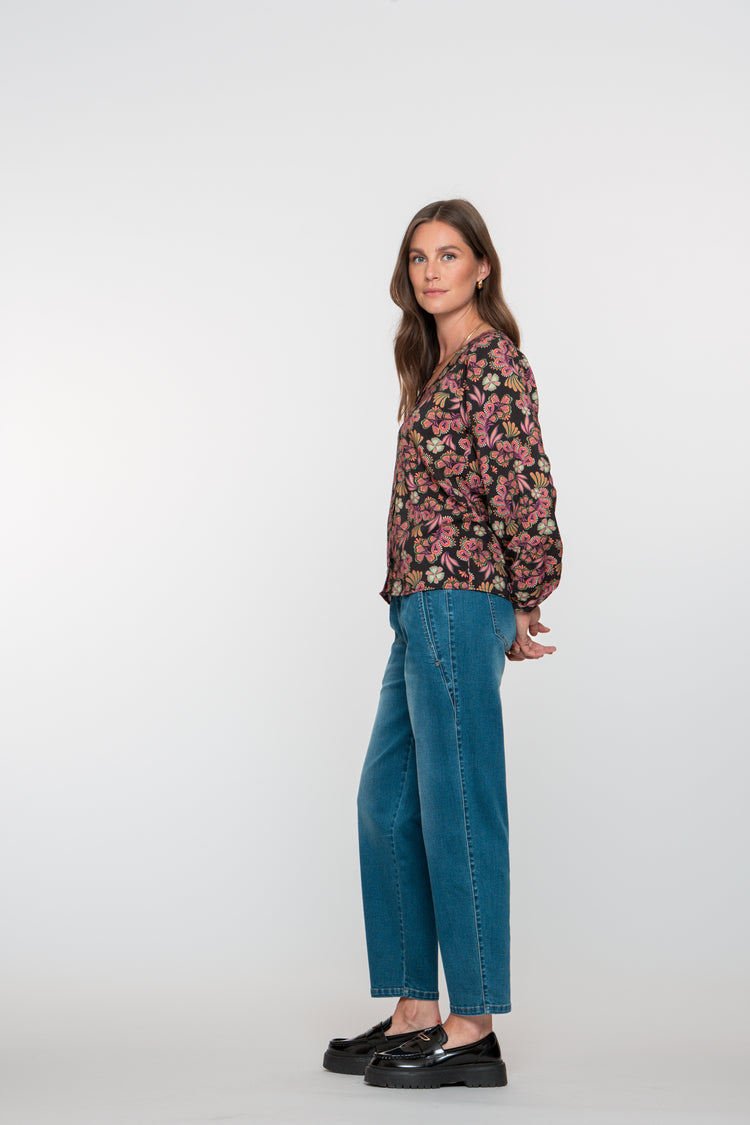 Geisha Damenjeans mit Rüschensaum