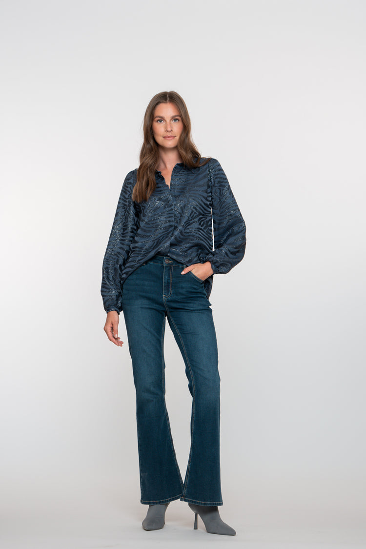 Geisha Damen-High-Waist-Flared-Jeans