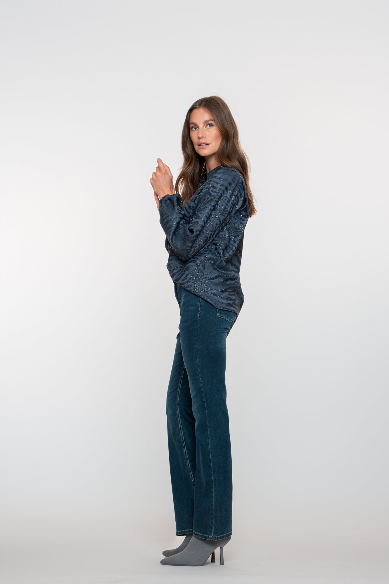 Geisha Damen-High-Waist-Flared-Jeans