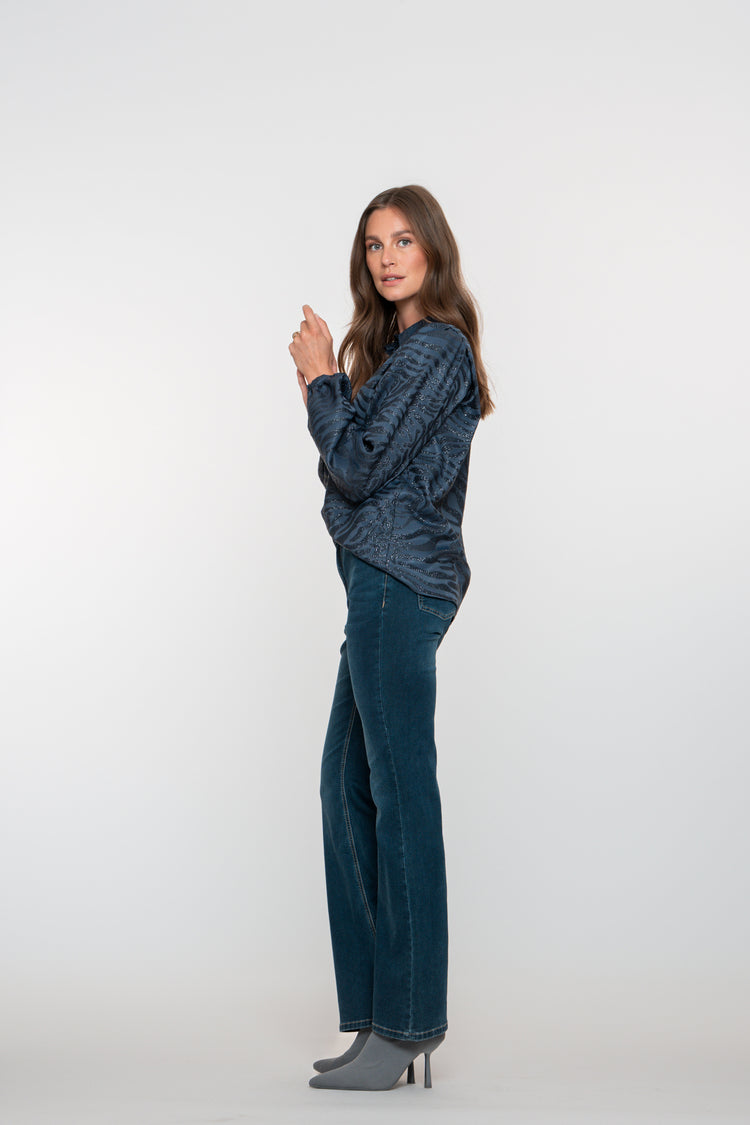 Geisha Damen-High-Waist-Flared-Jeans