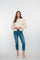 Geisha Damen-7/8-Turn-up-Jeans mit Umschlag
