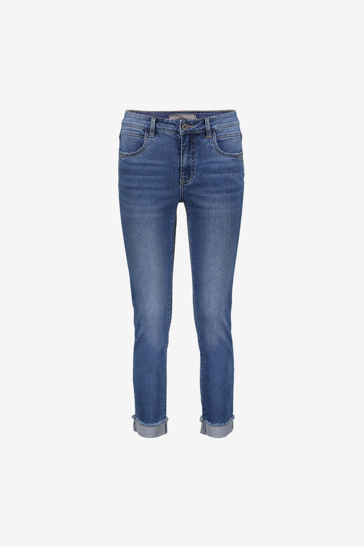 Geisha Damen-7/8-Turn-up-Jeans mit Umschlag
