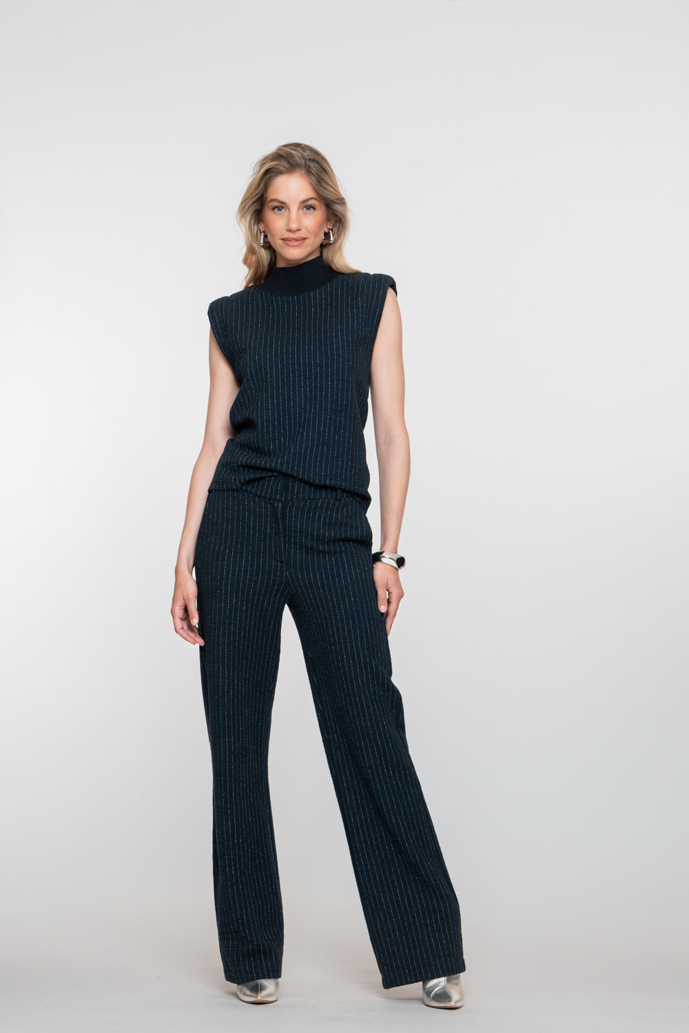Geisha Damen-High-Waist-Nadelstreifenhose