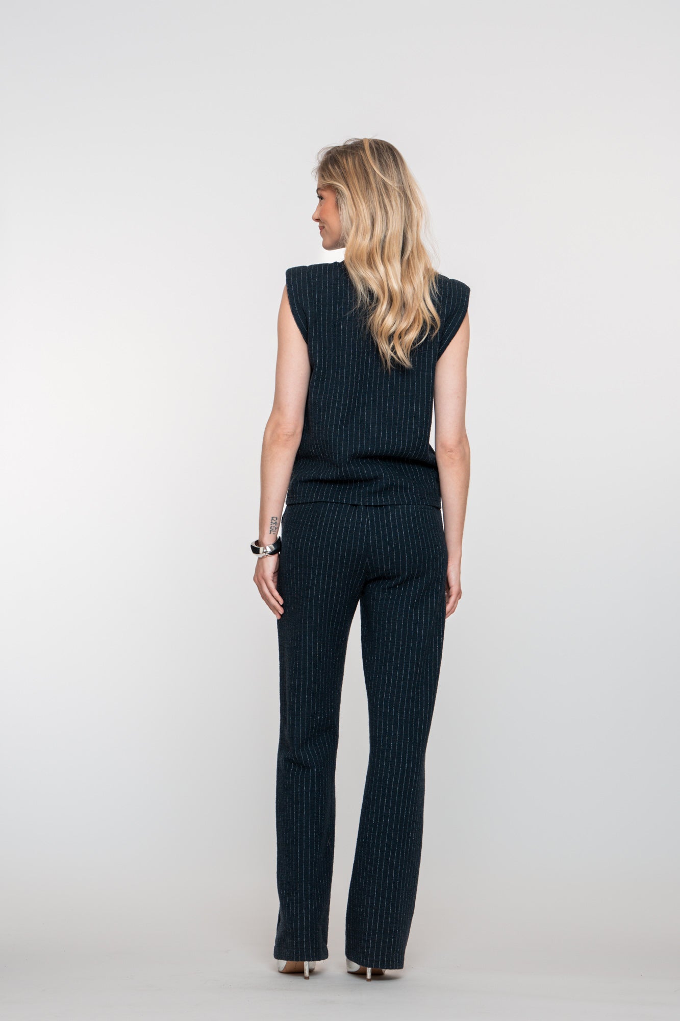 Geisha Damen-High-Waist-Nadelstreifenhose