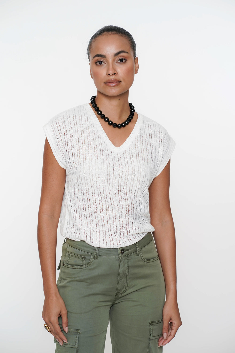 Geisha Fashion Damen T-Shirt mit eingewebten Streifen