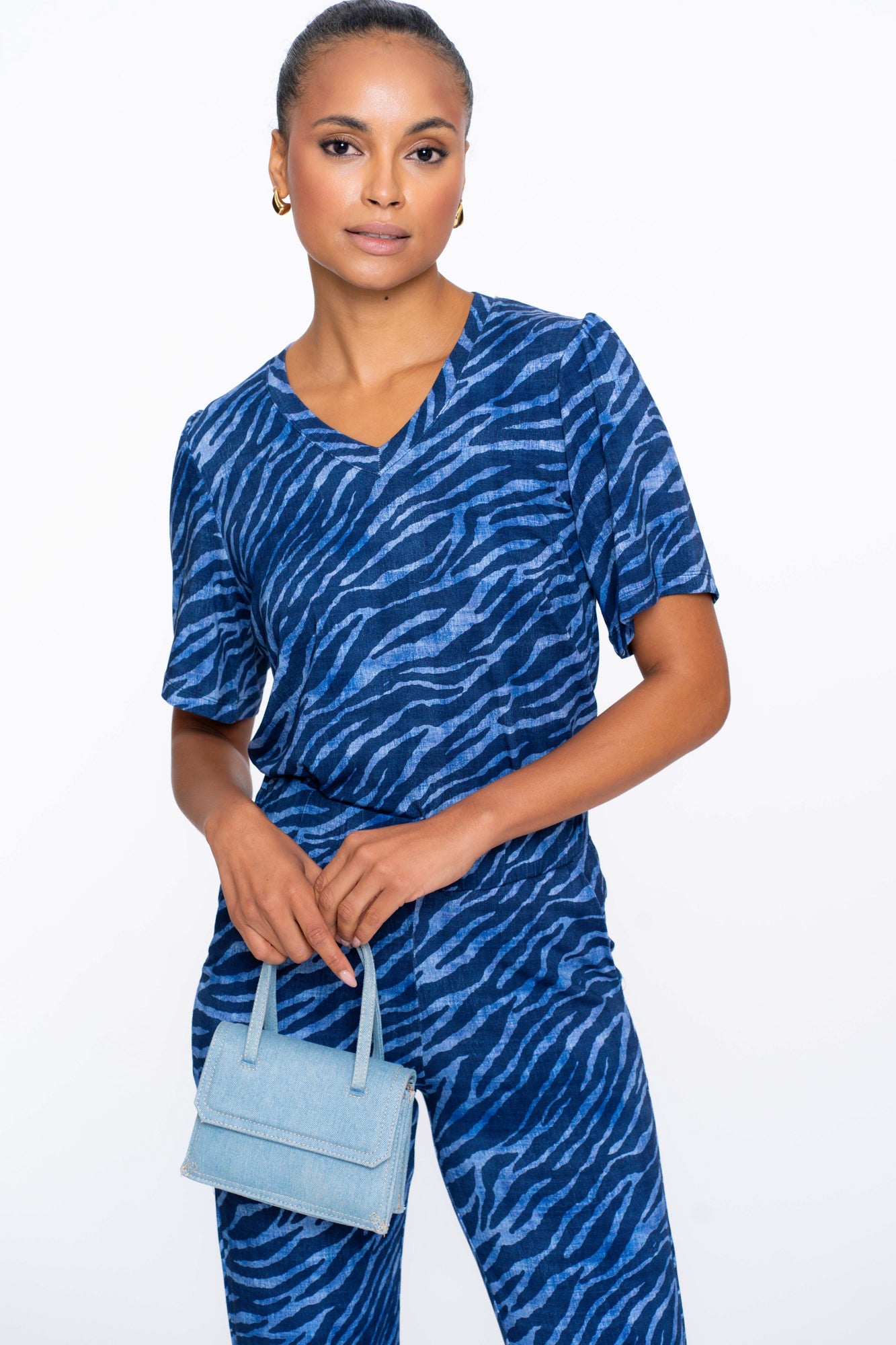 Geisha Fashion Damen T-Shirt mit V-Ausschnitt und Print