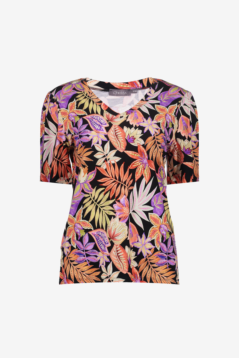 Geisha Fashion Damen T-Shirt mit V-Ausschnitt und Print