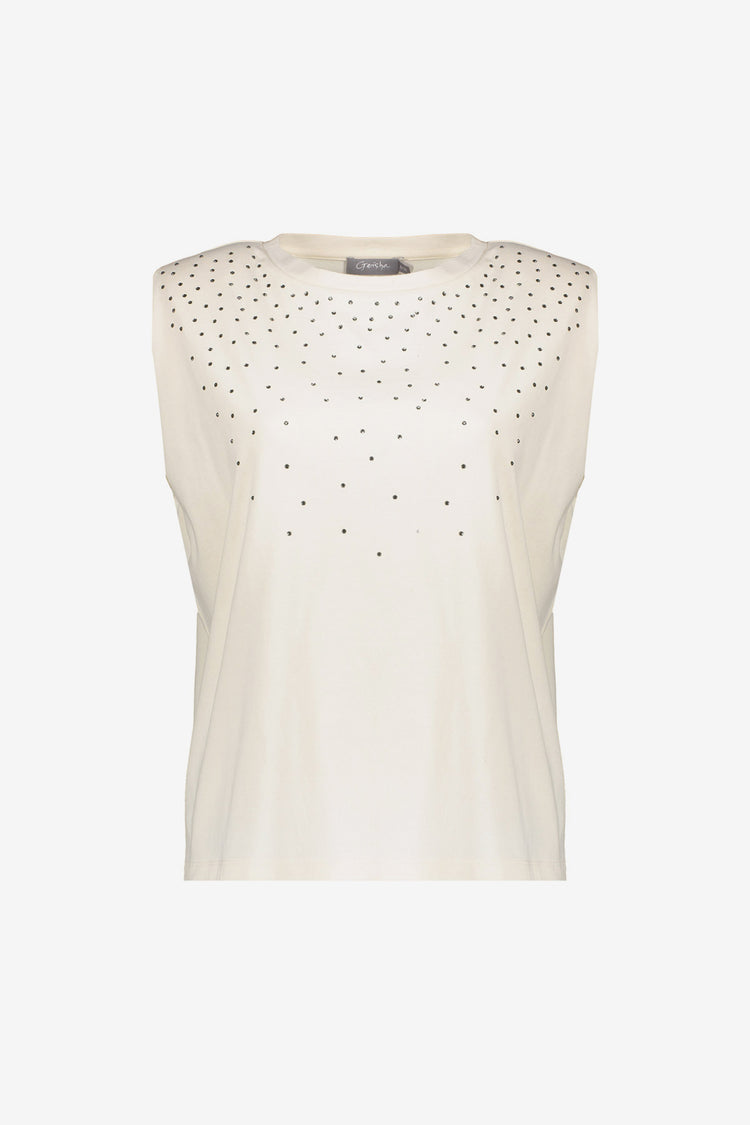 Geisha dames T-shirt met schoudervulling en rhinestones