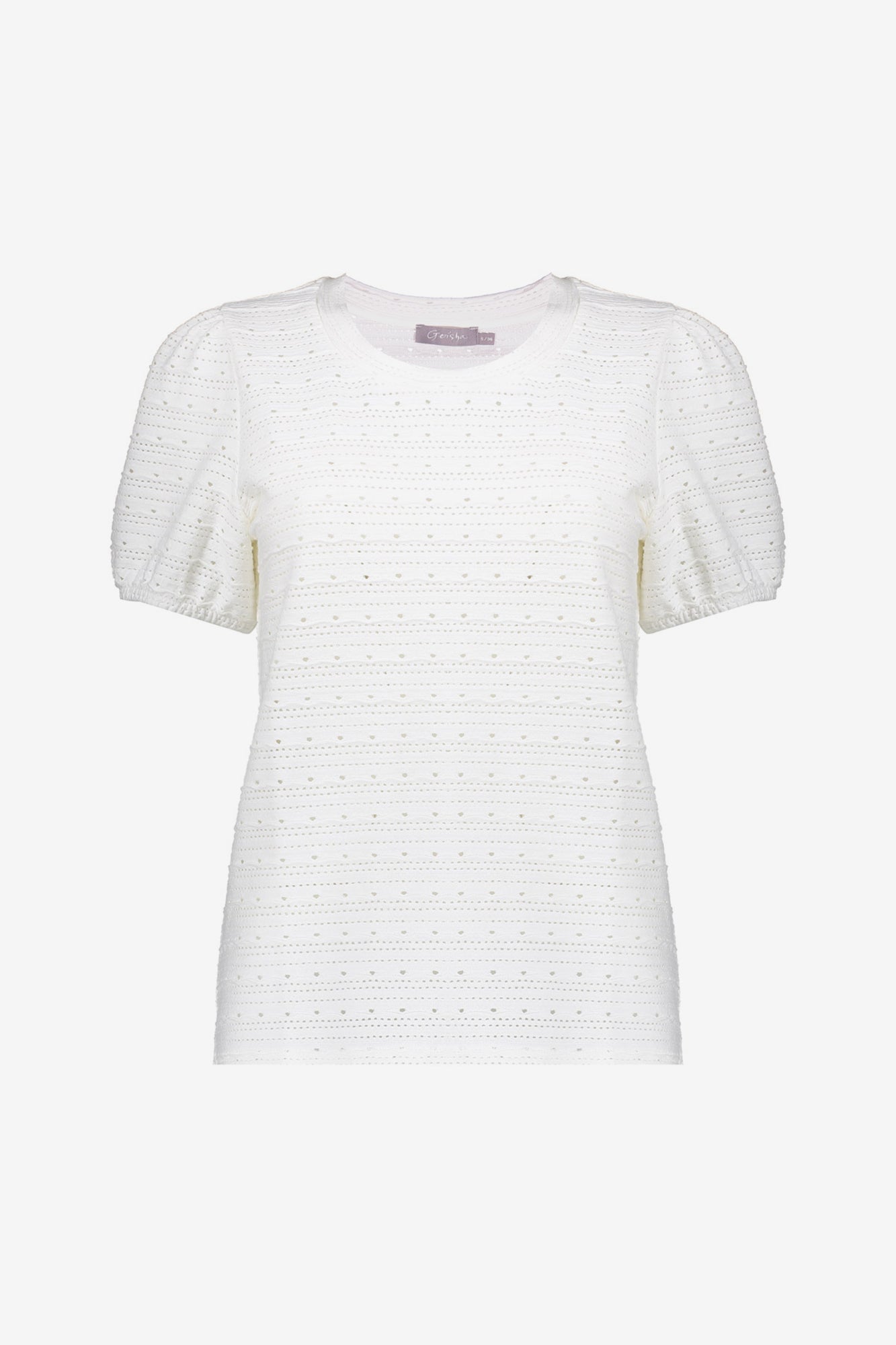 Geisha Fashion Damen-Ajour-Top mit kurzen Puffärmeln