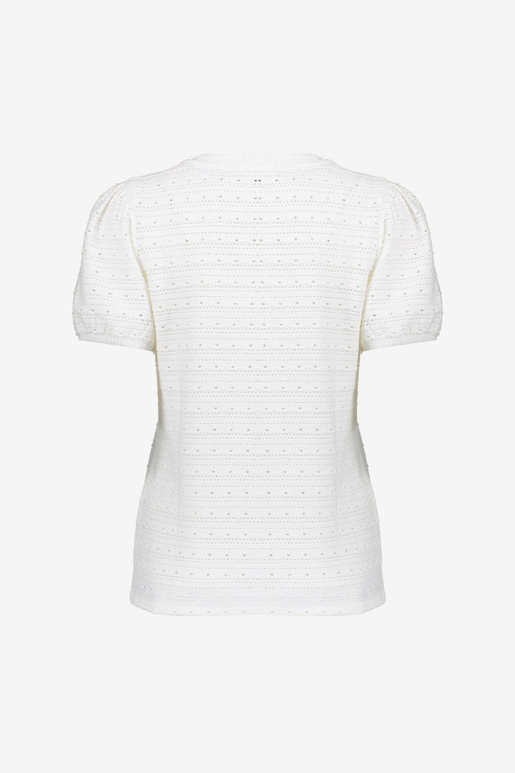 Geisha Fashion Damen-Ajour-Top mit kurzen Puffärmeln