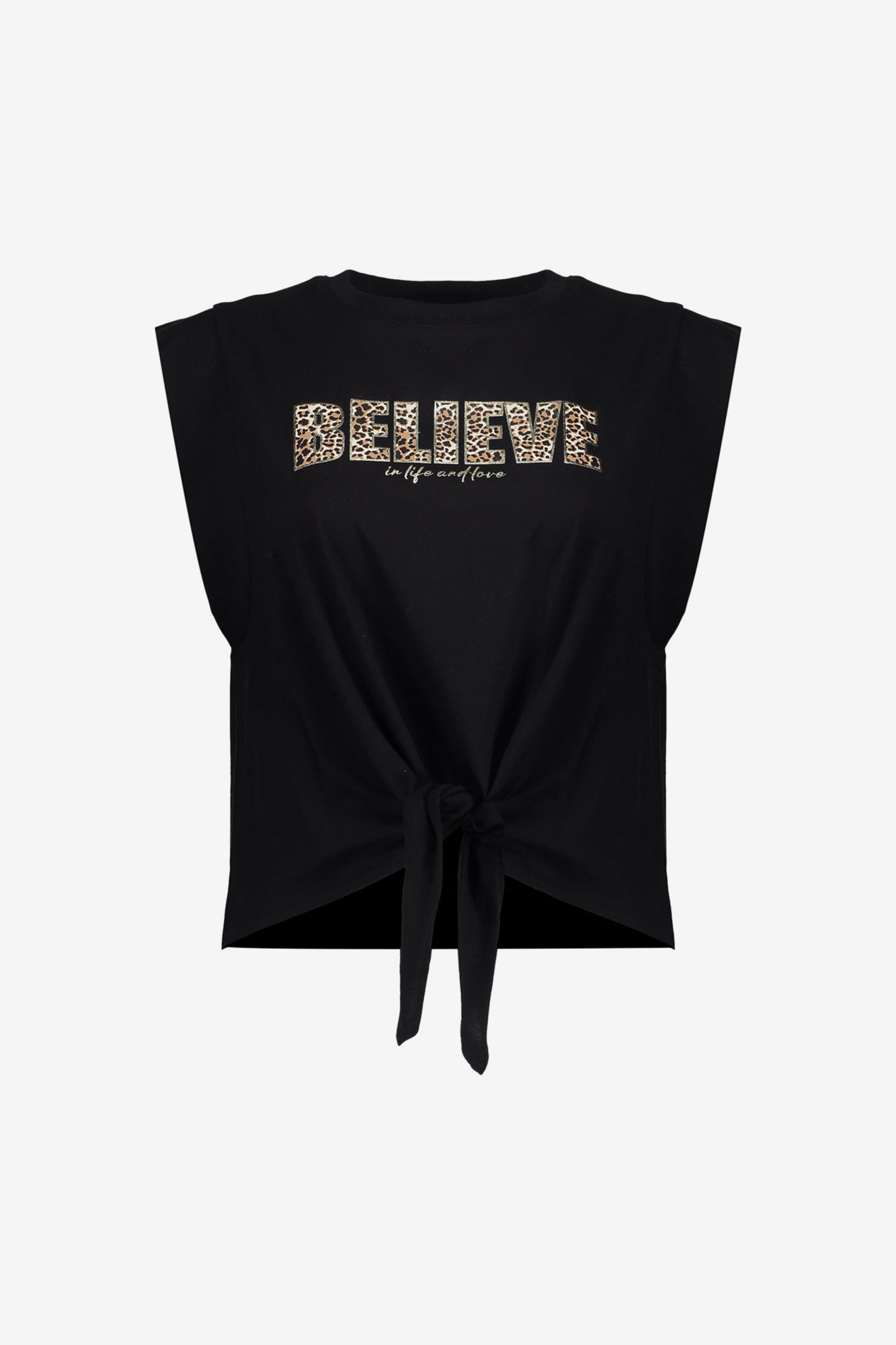 Geisha dames T-shirt met knoopdetail en animal lettering