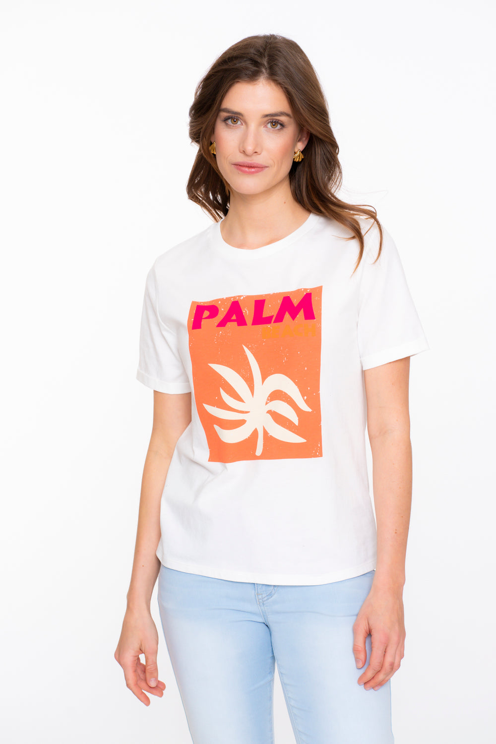 Geisha Fashion Damen Basic T-Shirt mit Palmengrafik