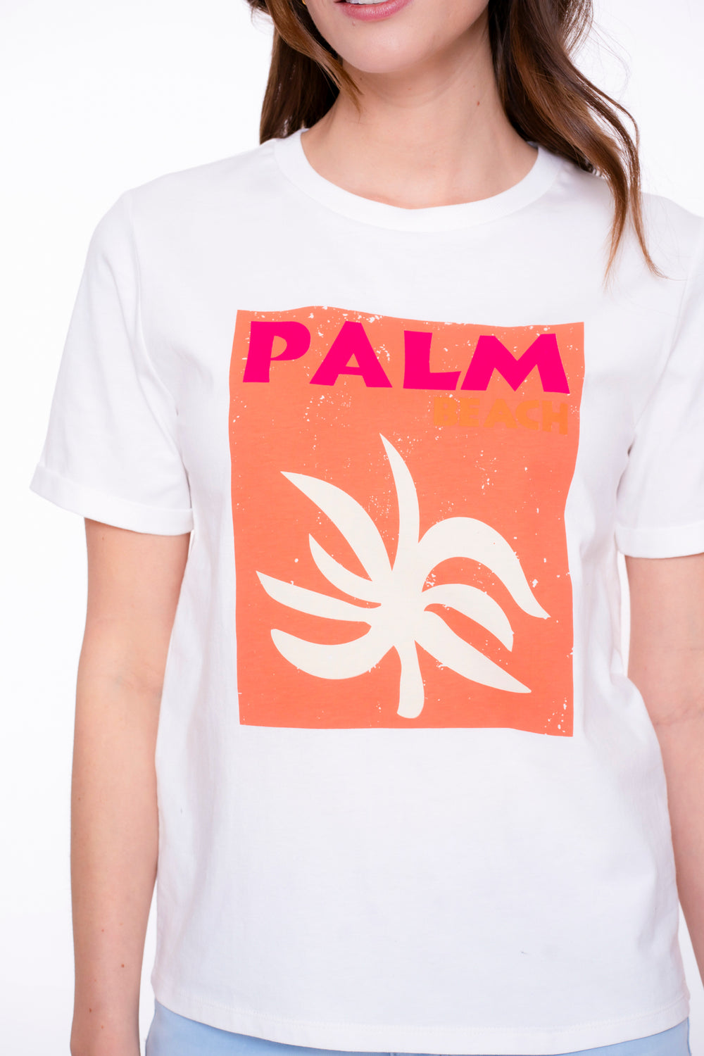 Geisha Fashion Damen Basic T-Shirt mit Palmengrafik