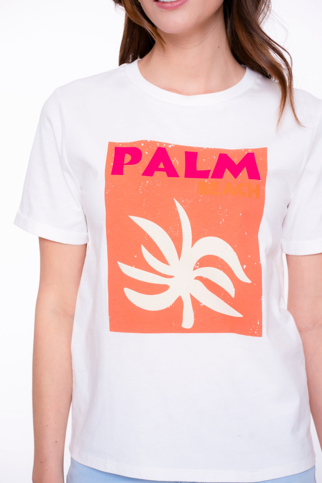Geisha Fashion Damen Basic T-Shirt mit Palmengrafik