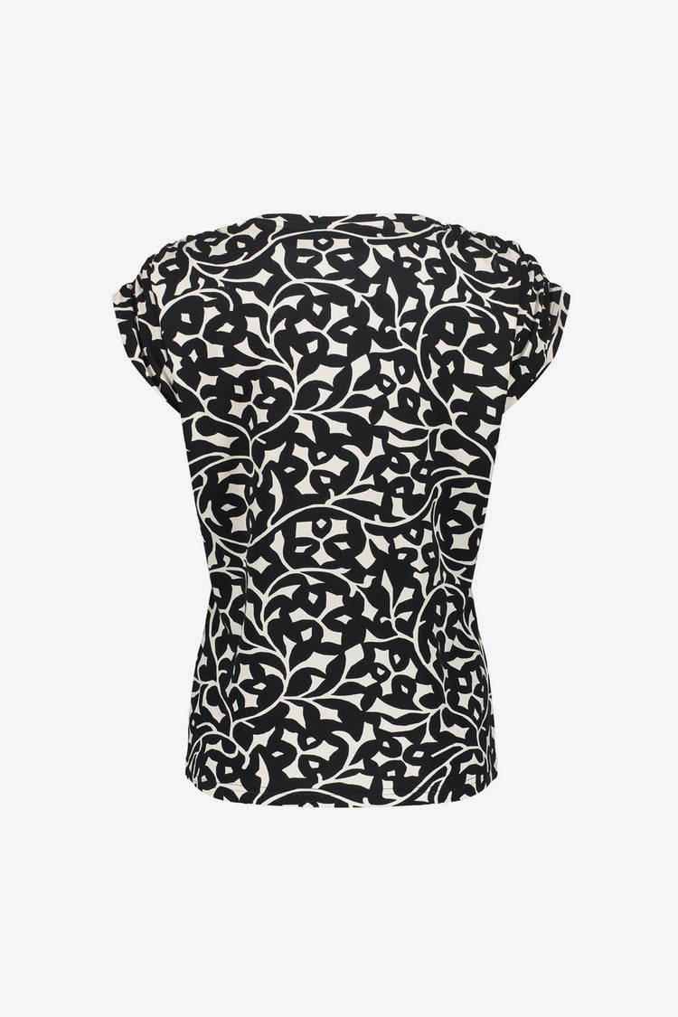 Geisha dames top met korte mouwen en paisley print