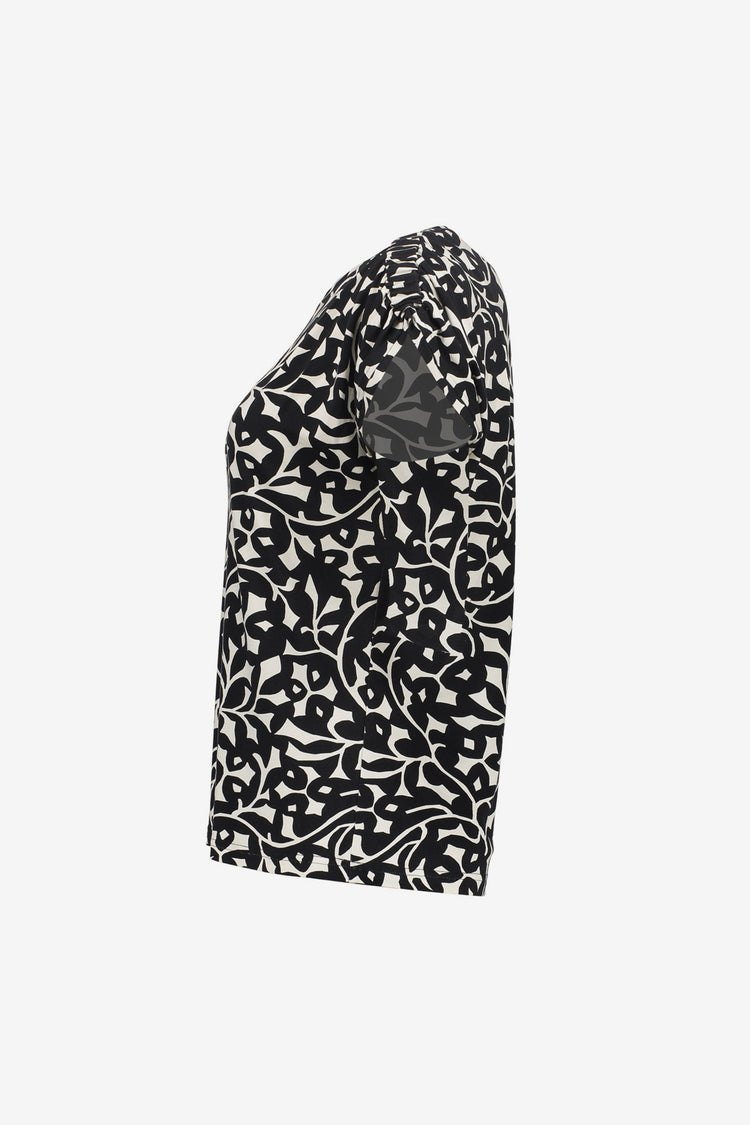Geisha dames top met korte mouwen en paisley print