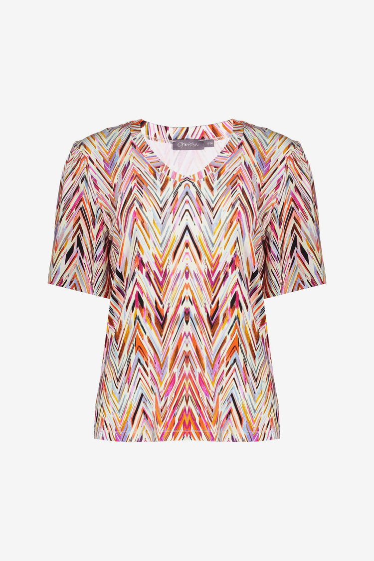 Geisha dames T-shirt met V-hals en print