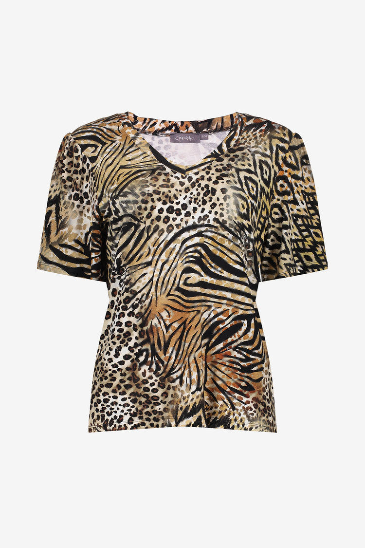 Geisha dames T-shirt met V-hals en print
