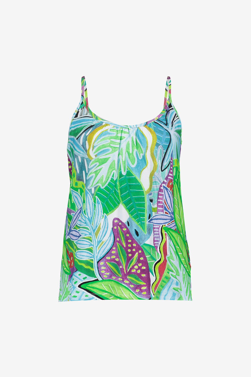 Geisha dames zomerse top met print en spaghettibandjes