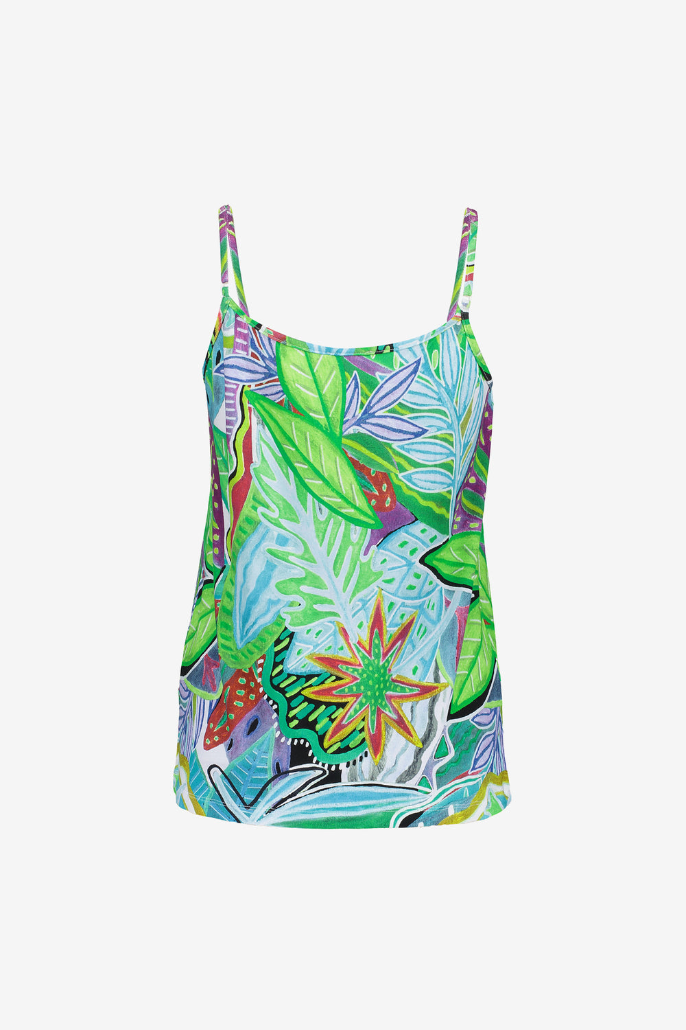 Geisha dames zomerse top met print en spaghettibandjes