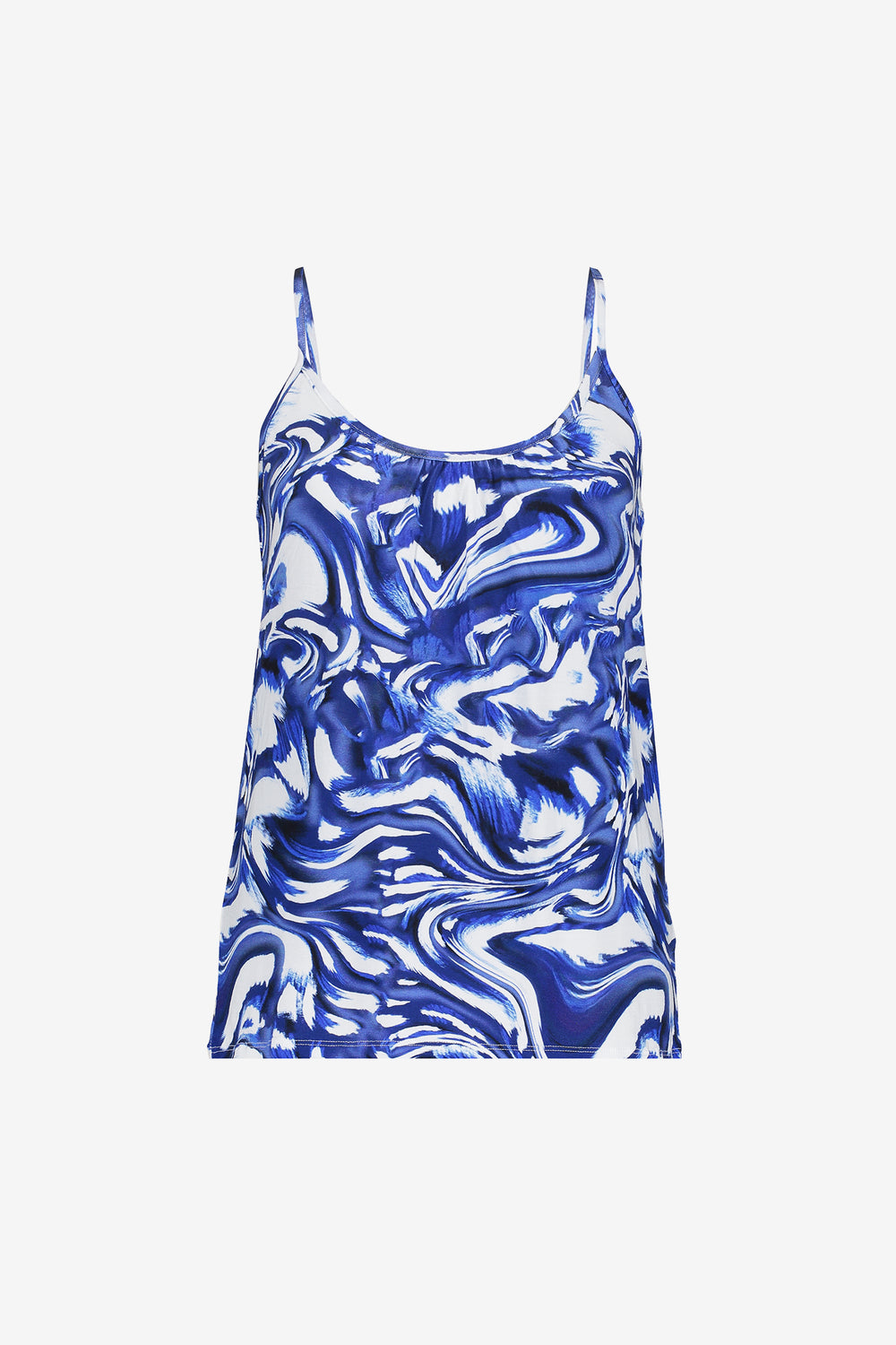 Geisha dames zomerse top met print en spaghettibandjes