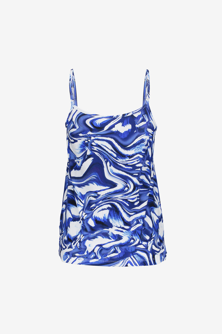 Geisha dames zomerse top met print en spaghettibandjes