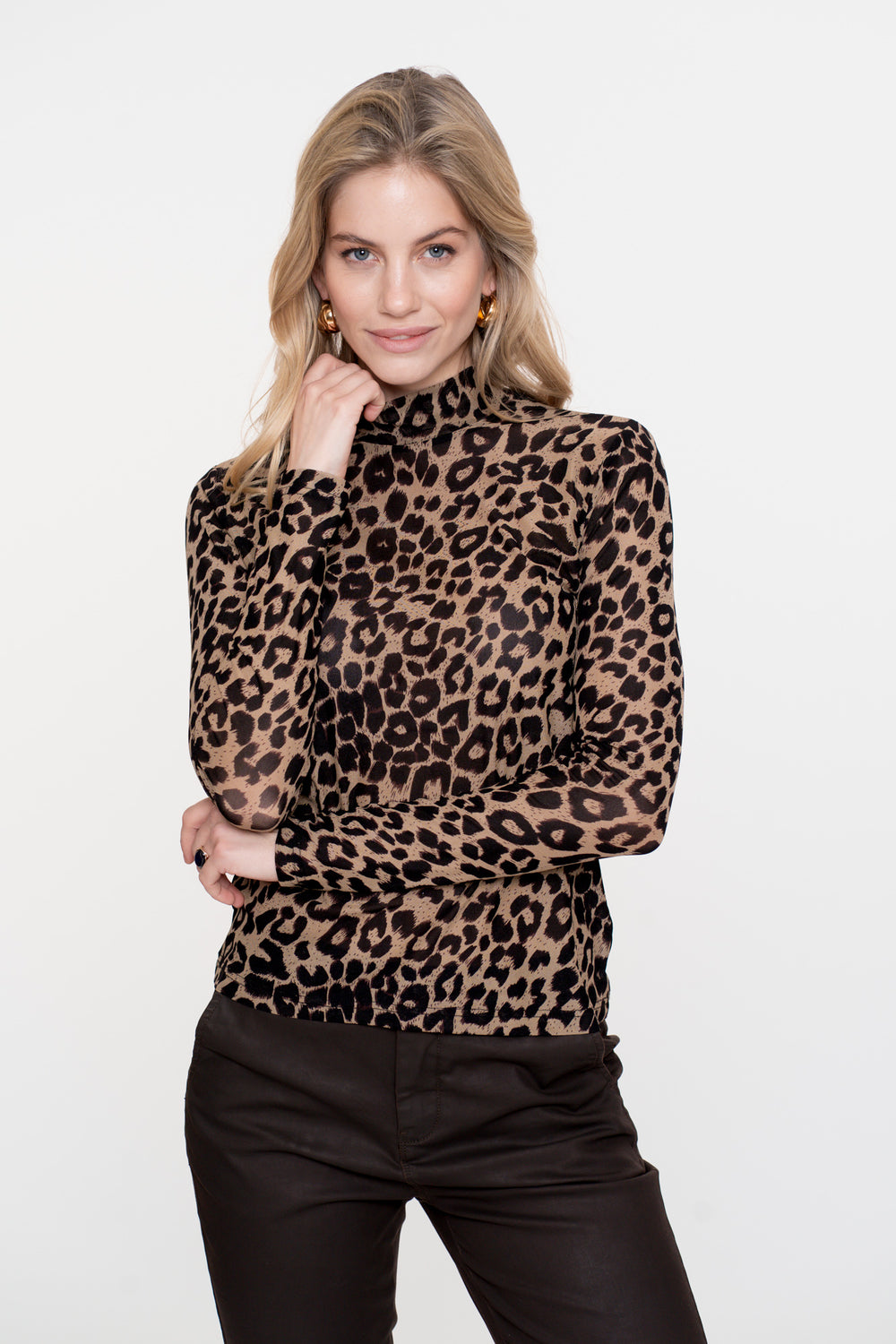Geisha Damen-Mesh-Top mit Leoprint