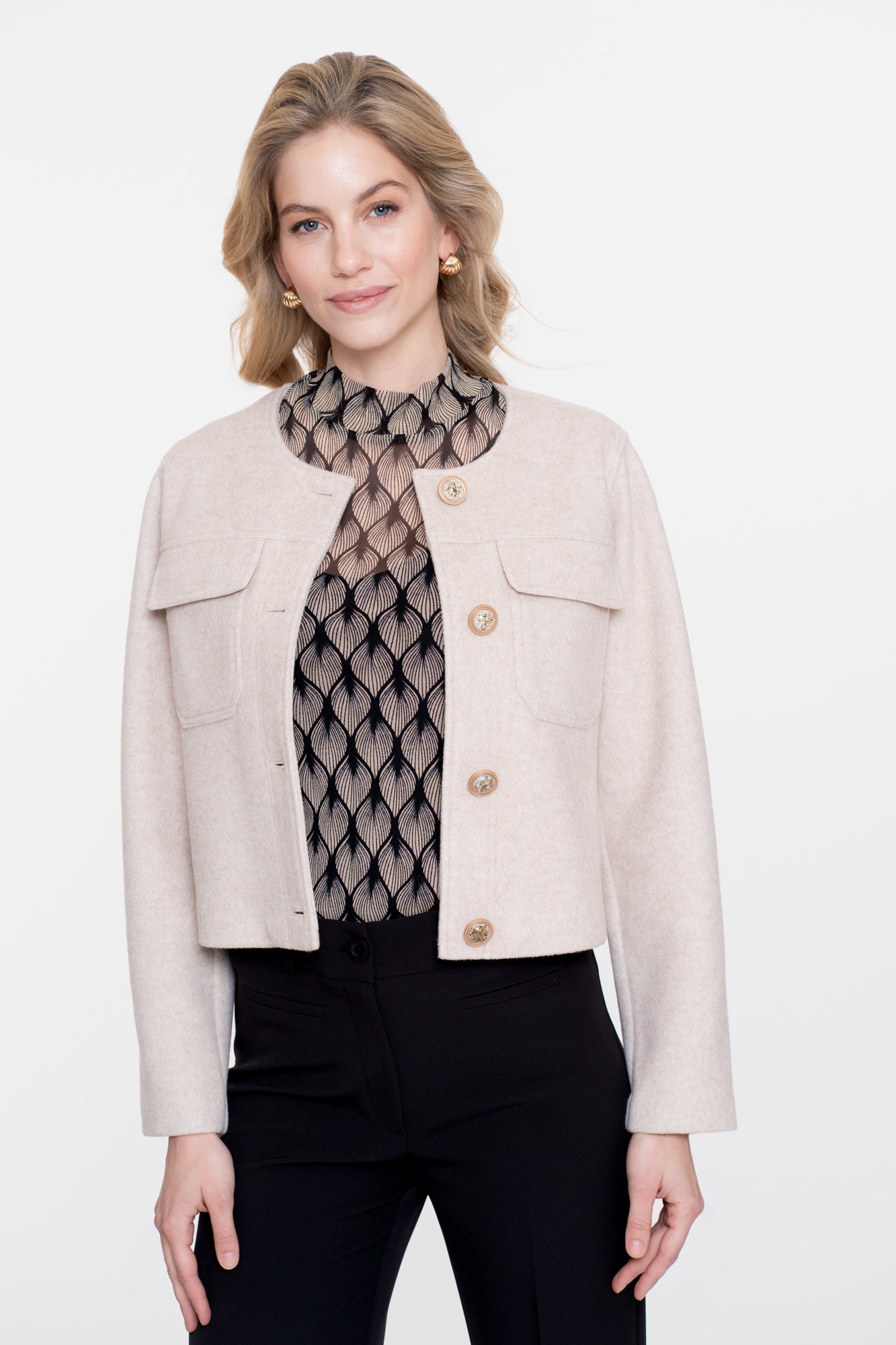 Geisha Damen-Mesh-Top mit grafischem Print