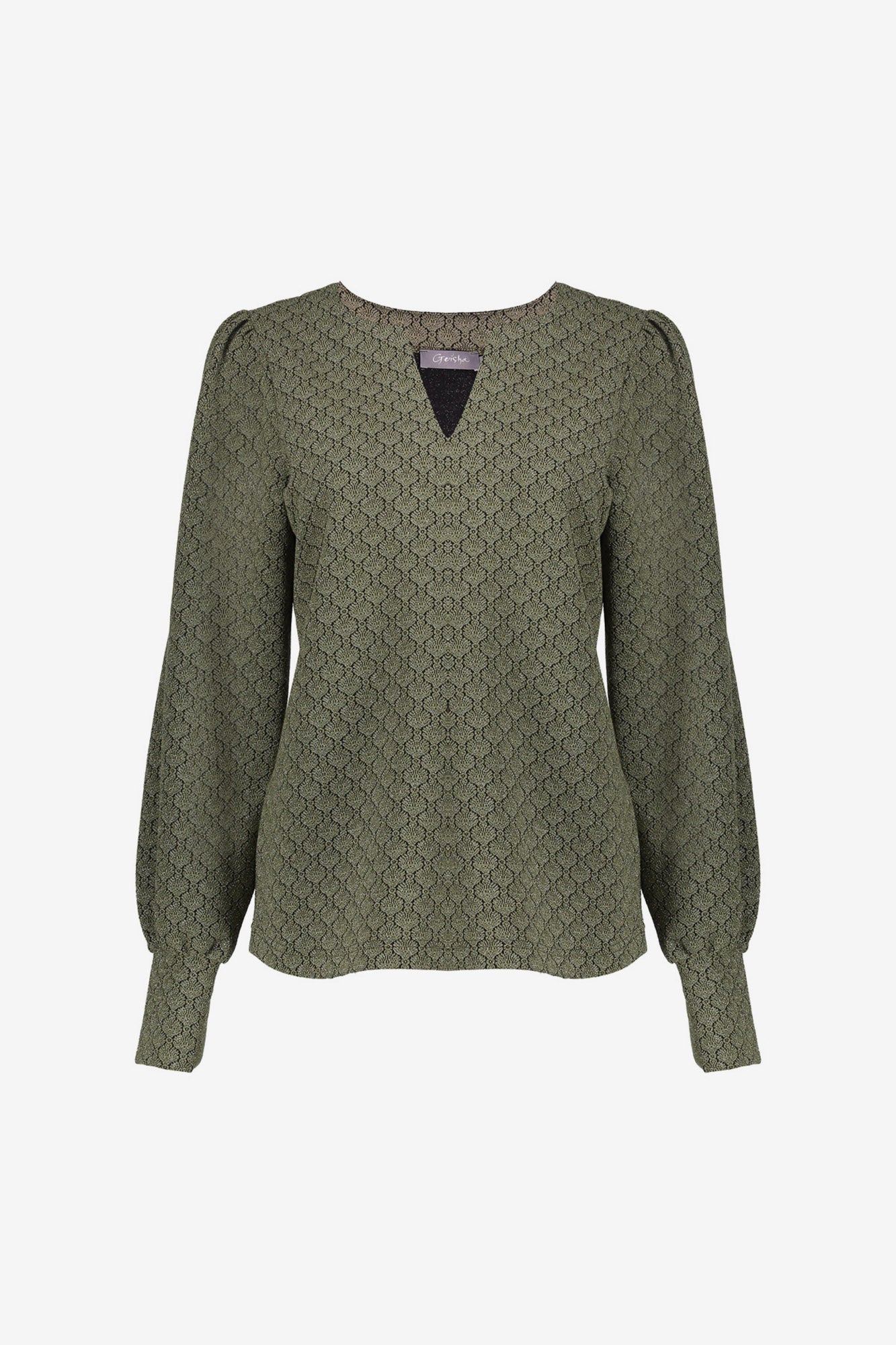 Geisha Damen-Top mit V-Ausschnitt und Jacquardmuster