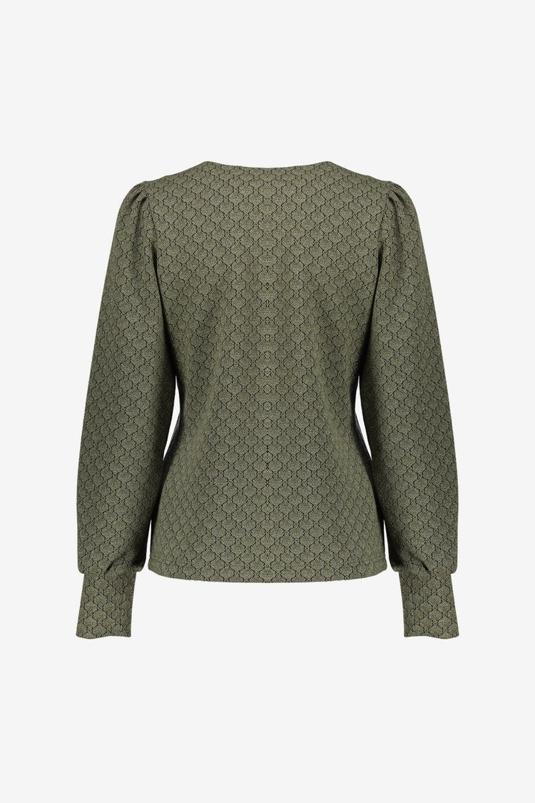 Geisha Damen-Top mit V-Ausschnitt und Jacquardmuster