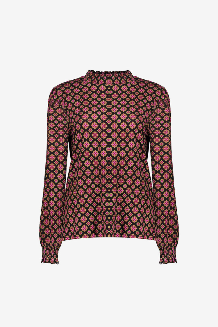 Geisha Damen-Top mit Retro-Sternenmuster