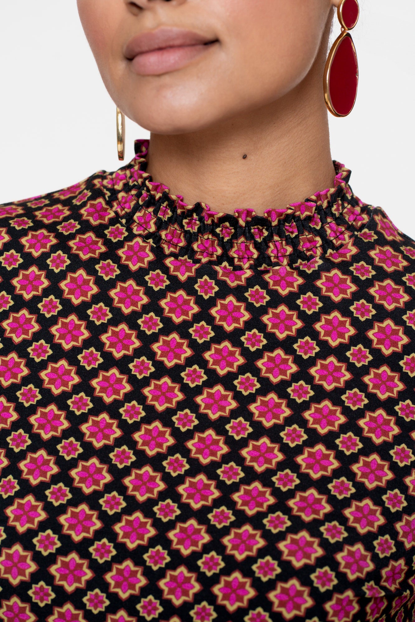 Geisha Damen-Top mit Retro-Sternenmuster