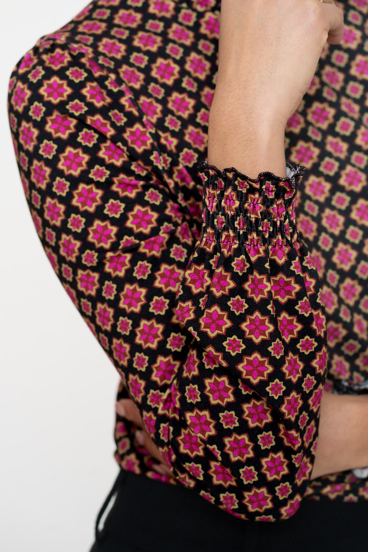 Geisha Damen-Top mit Retro-Sternenmuster
