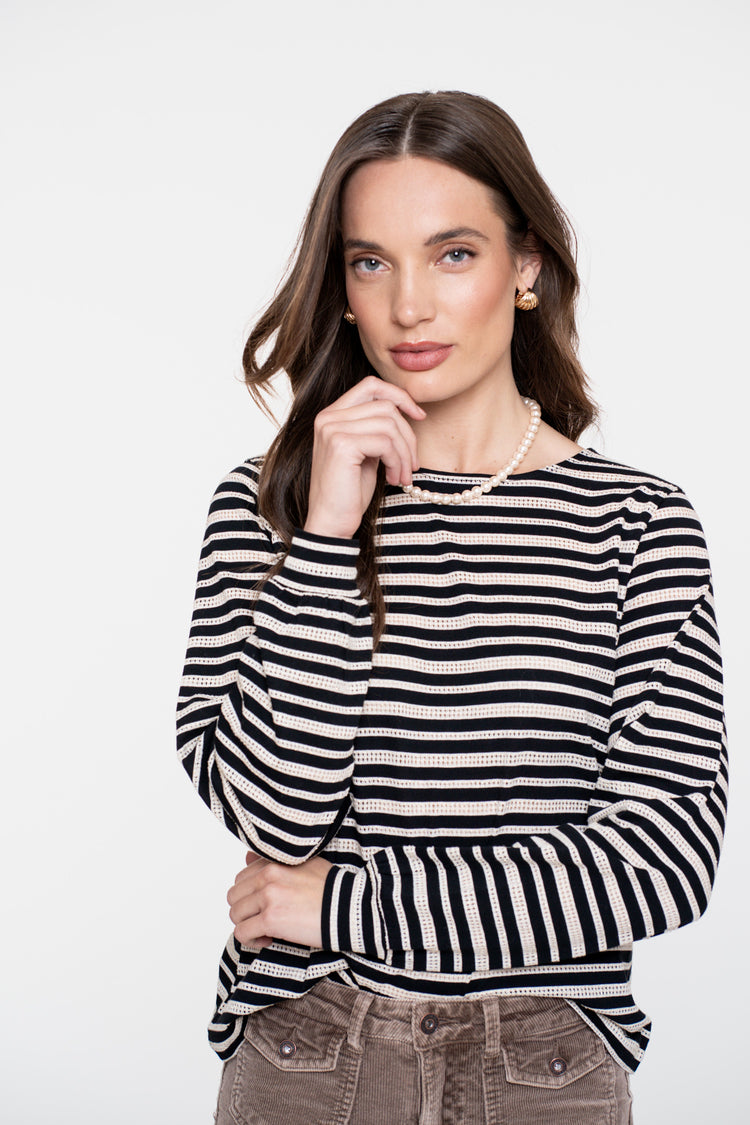 Geisha Damen-Ajour-Top mit Streifen