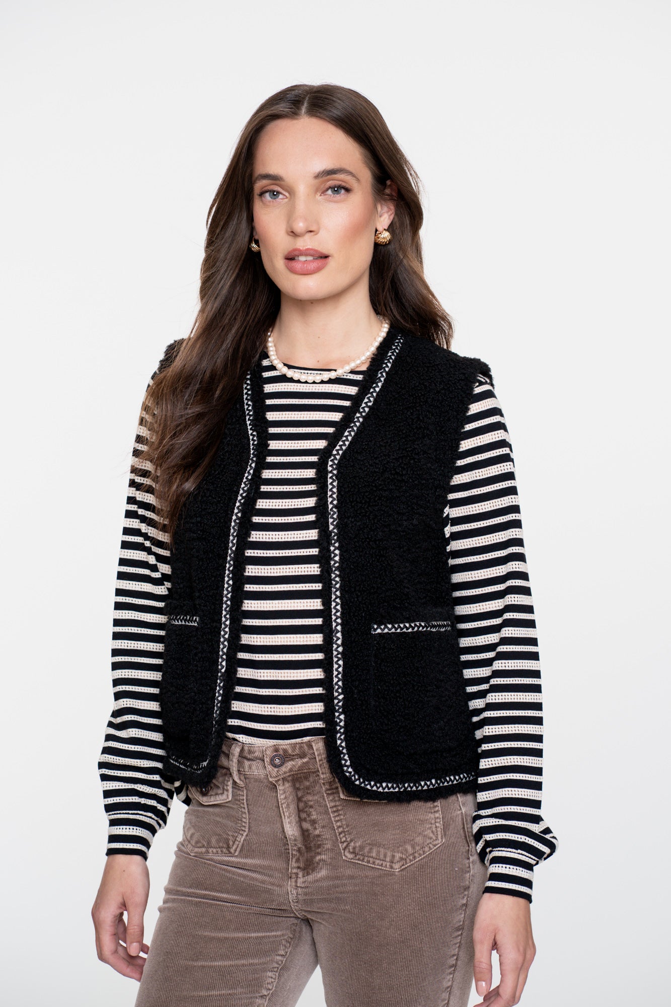 Geisha Damen-Ajour-Top mit Streifen