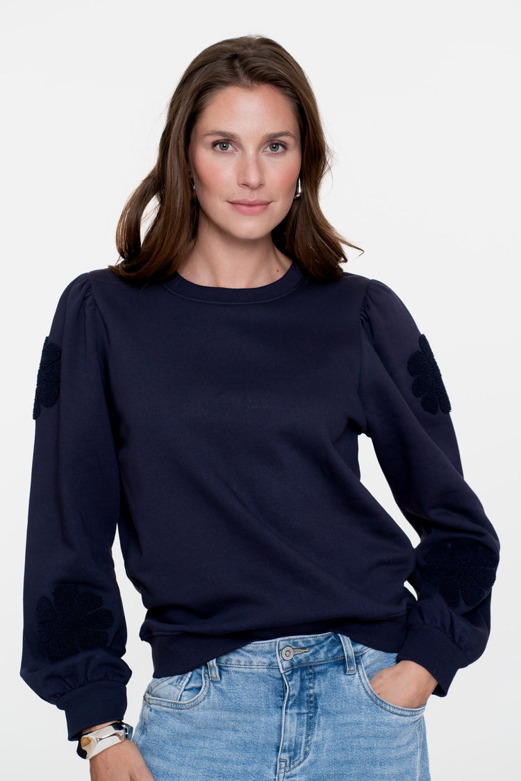 Geisha Damenpullover mit bestickten Blumen-Details