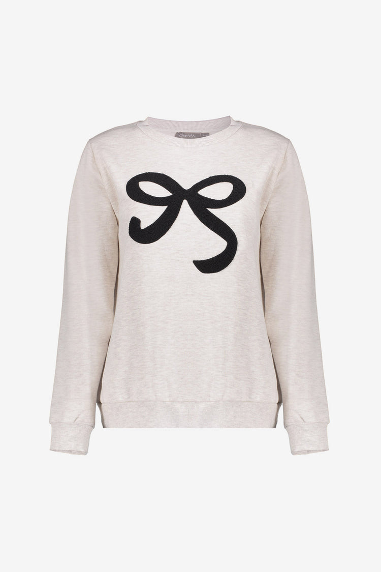 Geisha Damen-Sweater mit Schleifenprint auf der Brust
