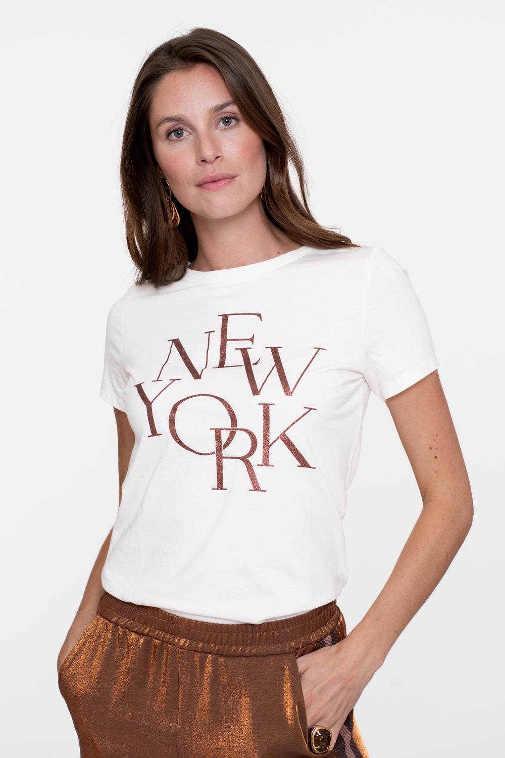 Geisha Damen-Basic-T-Shirt mit „New York“-Print