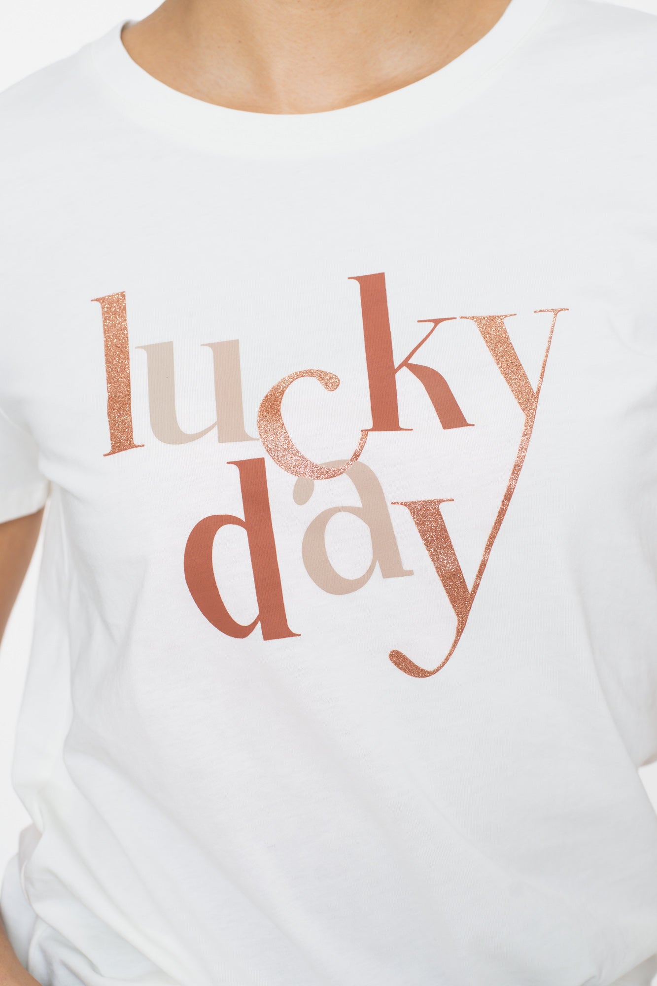 Geisha Damen-Basic-T-Shirt mit „Lucky Day“-Print