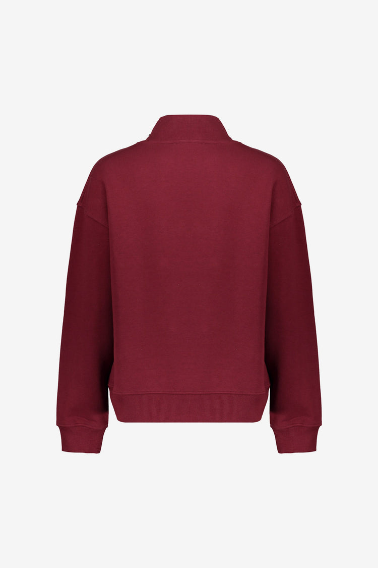 Geisha Damen Burgunderrote Strickpullover mit goldenen Knöpfen