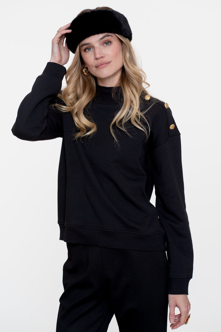 Geisha Damen-Sweatshirt mit goldenen Knöpfen