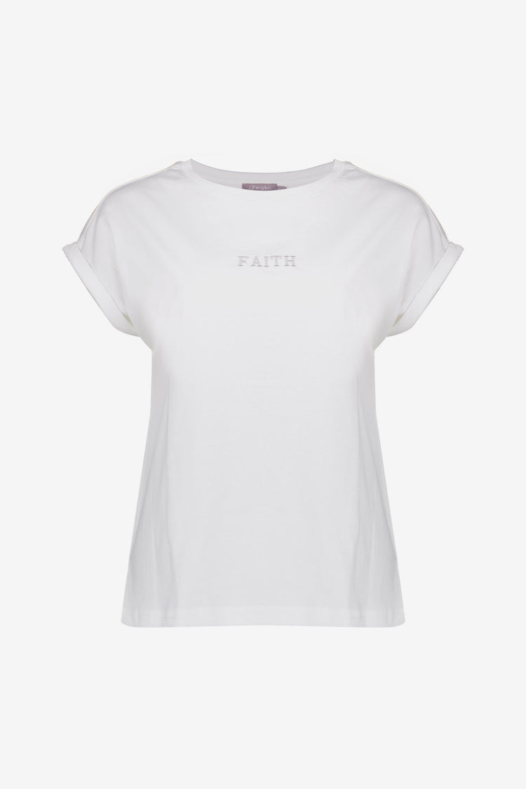 Geisha Damen-Basic-T-Shirt mit Sticktext