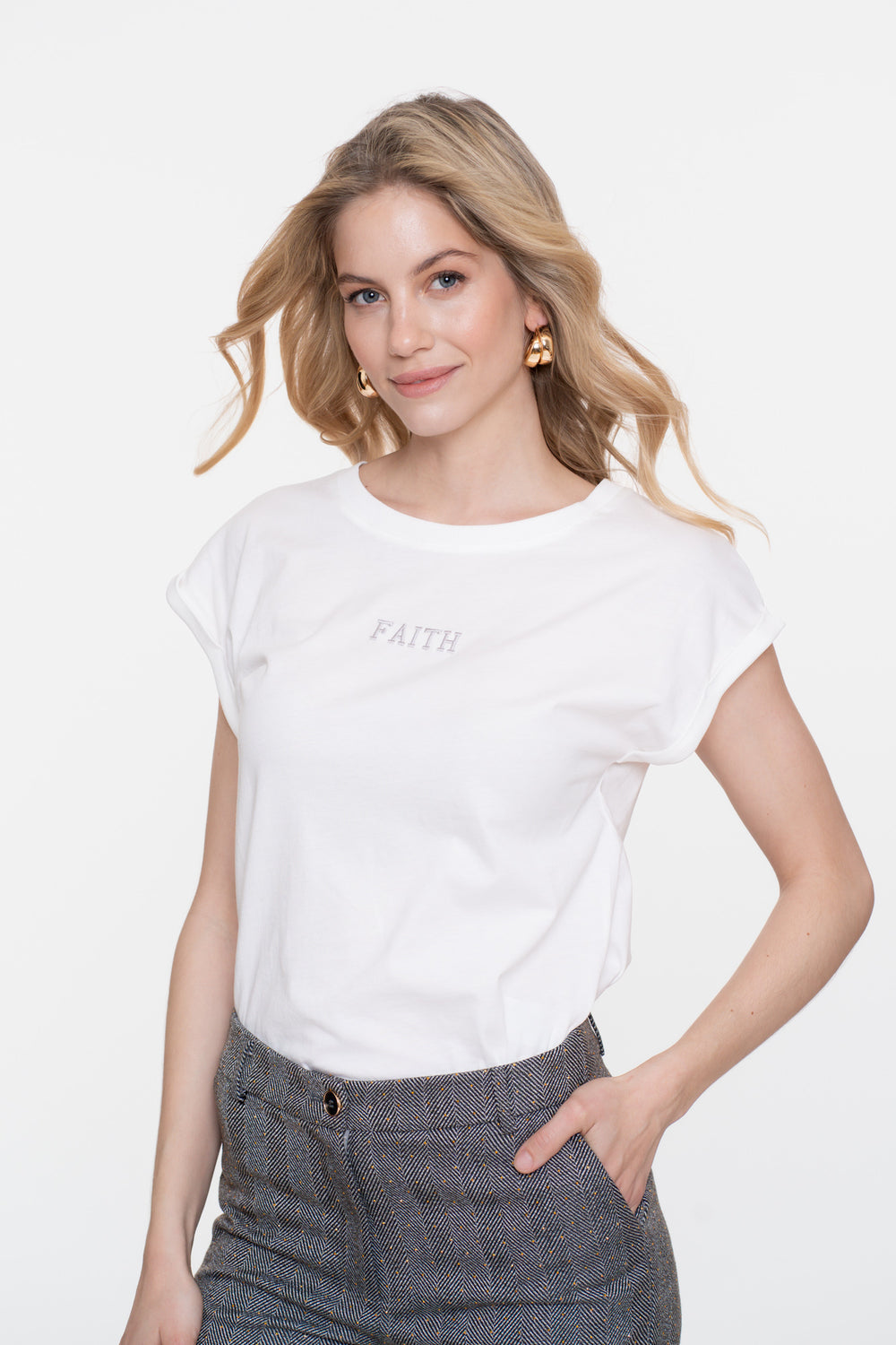 Geisha Damen-Basic-T-Shirt mit Sticktext